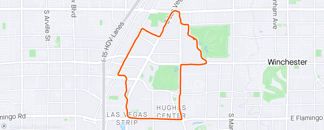 Map of the activity, Las Vegas jogg