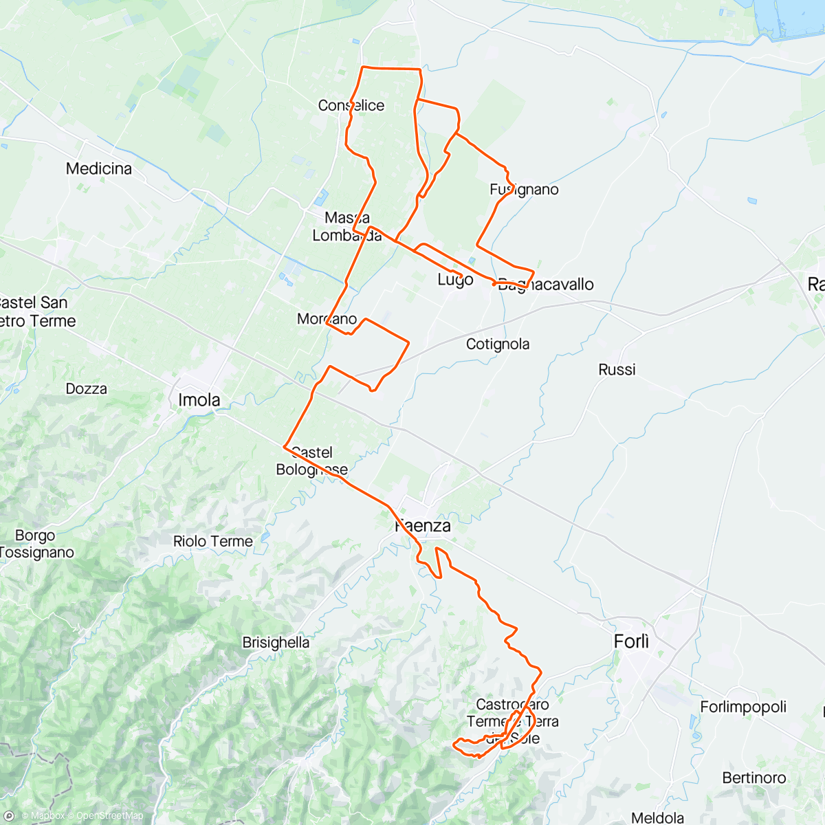 Map of the activity, Giro della Romagna