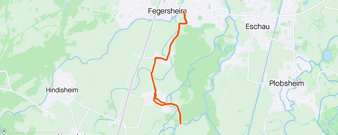 Map of the activity, One-eyed bike ride