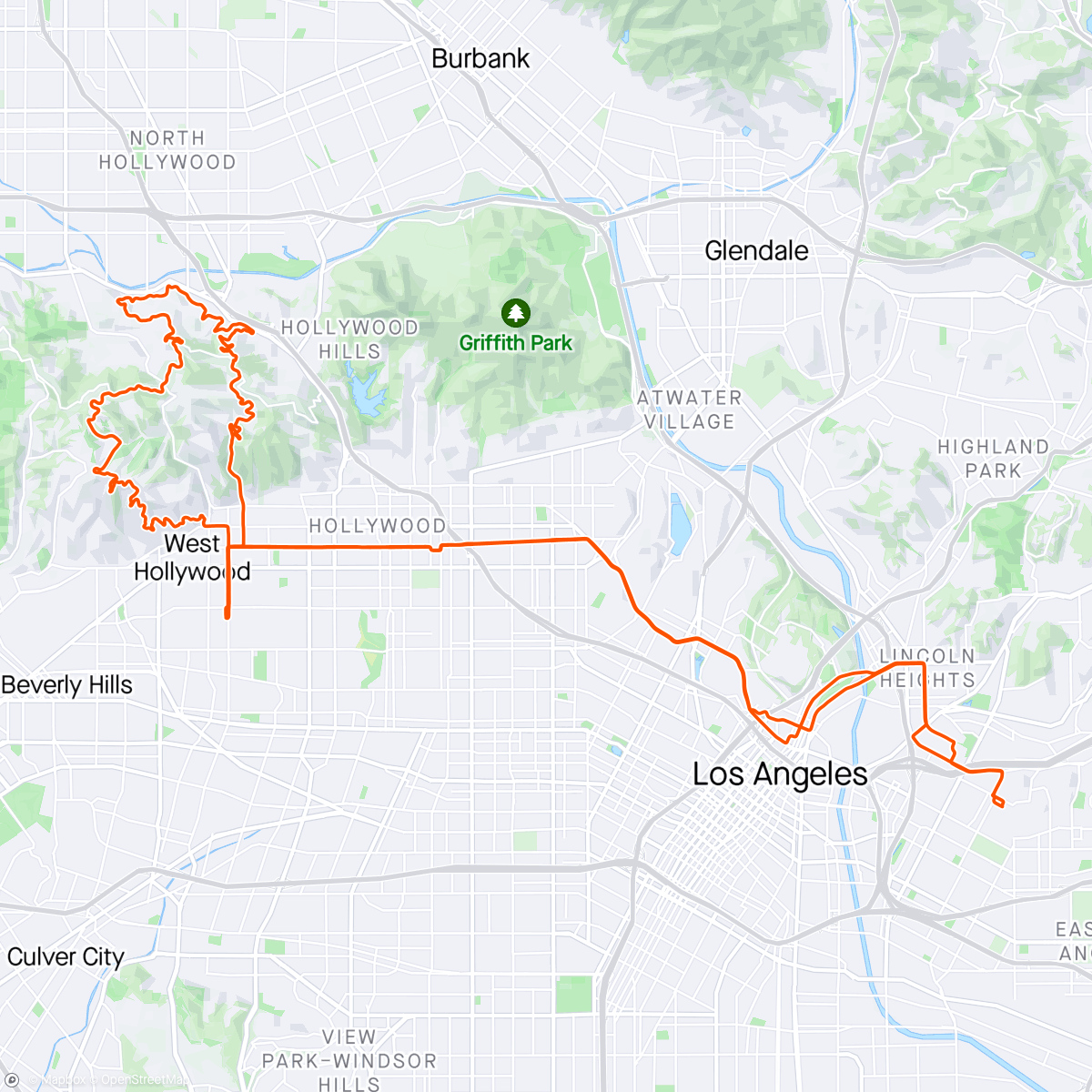Map of the activity, Attaquer Collection Launch Ride: Los Angeles