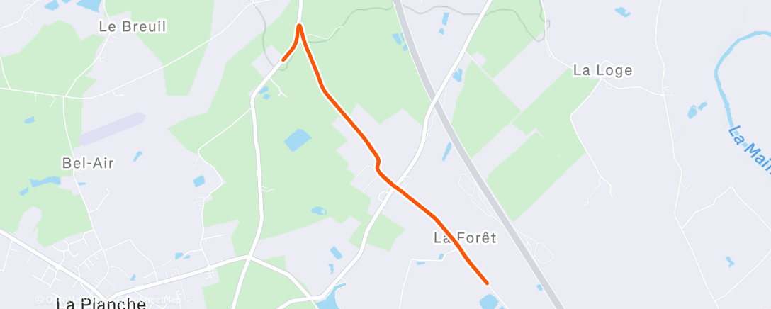 Map of the activity, Afternoon Run