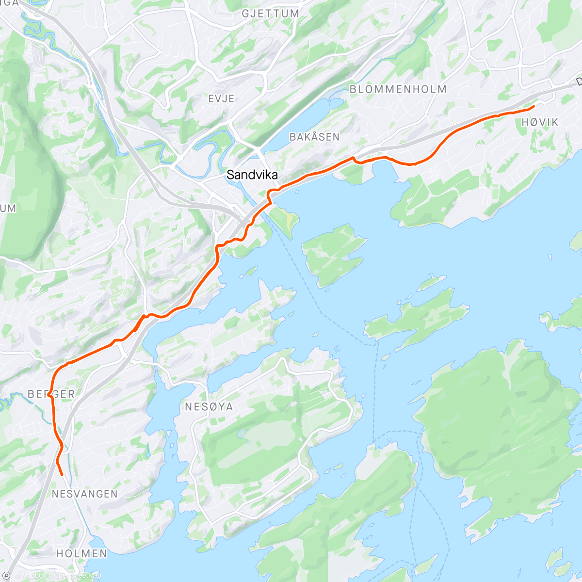 Map of the activity, Kveldstur med Zelda og Høvik Jogg