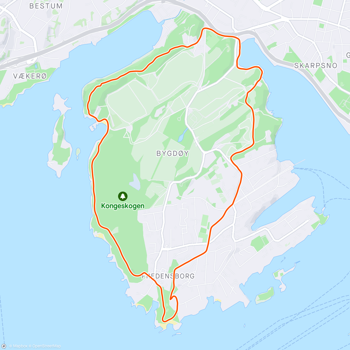 Mapa de la actividad, Bygdøyrunden