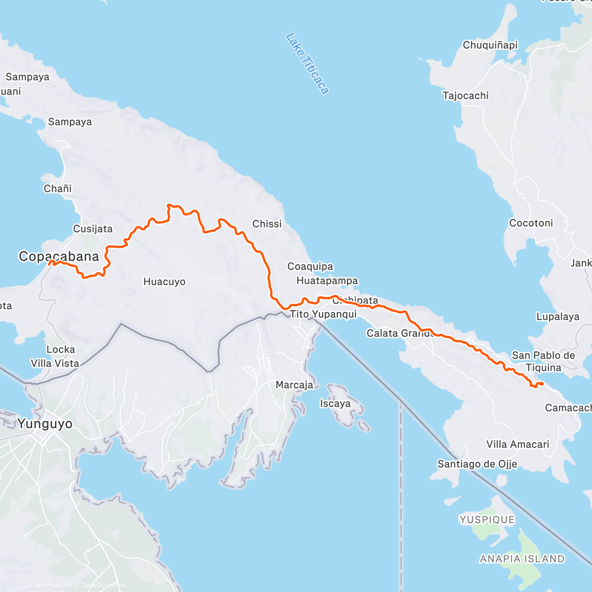 Map of the activity, ROUVY - Copacabana to San Pedro de Tiquina | Bolivia