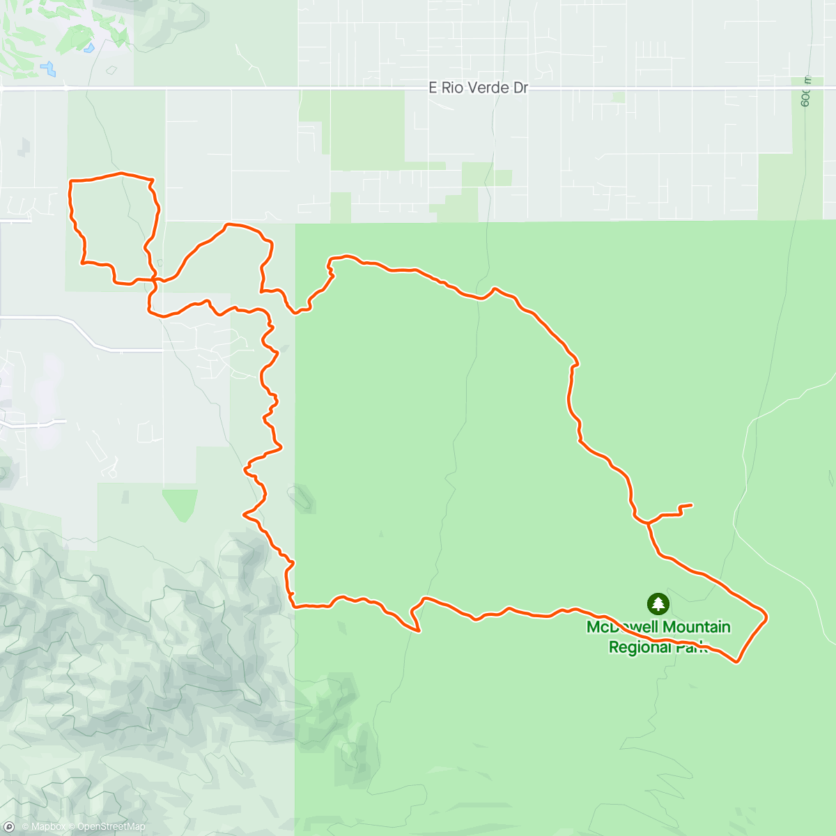 Map of the activity, MTB in McDowell Park -AZ