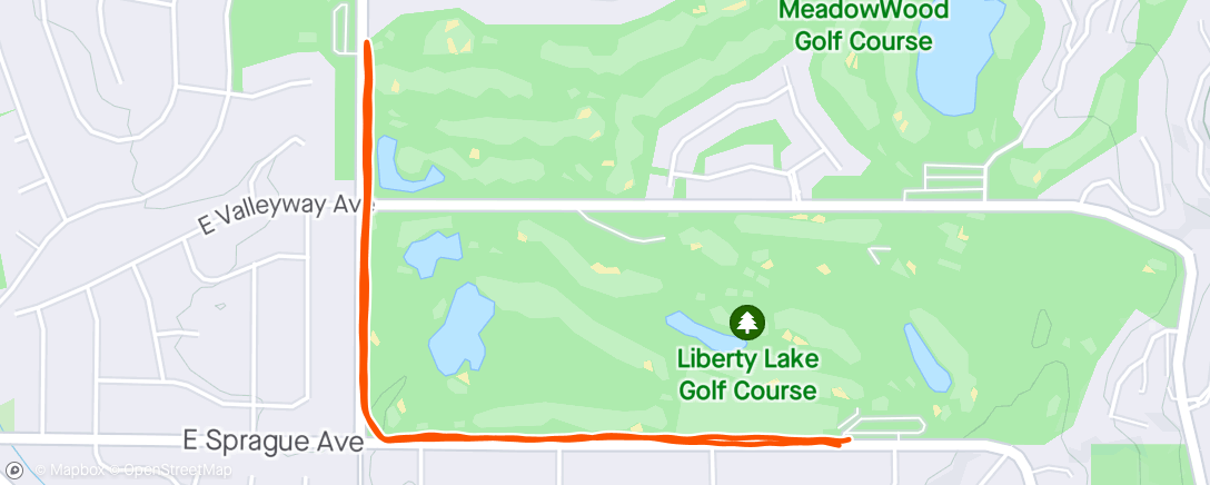 Map of the activity, Afternoon Walk - Liberty Lake, Washington ⛅