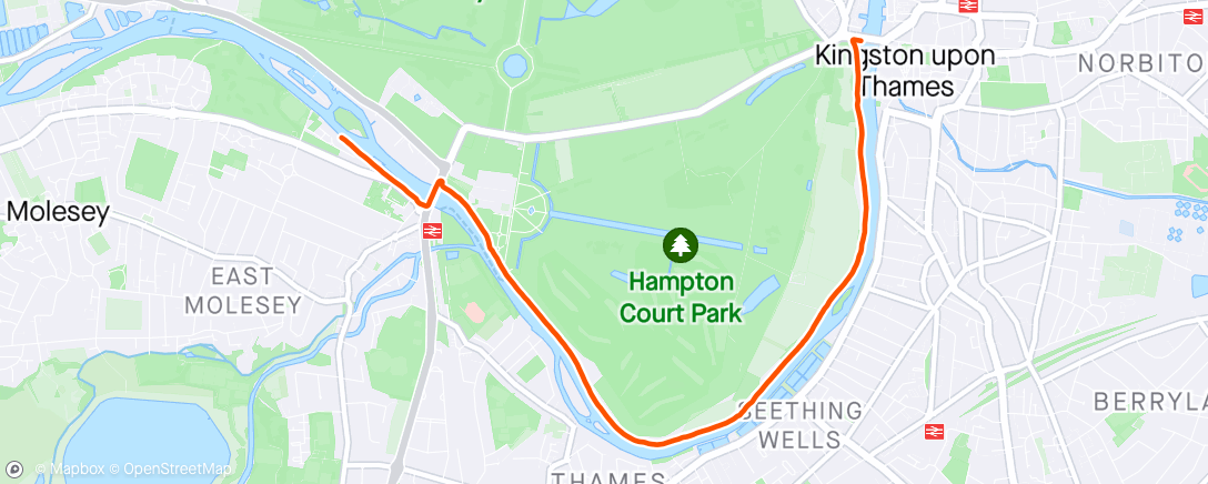 Mapa da atividade, Hampton Court to Kingston