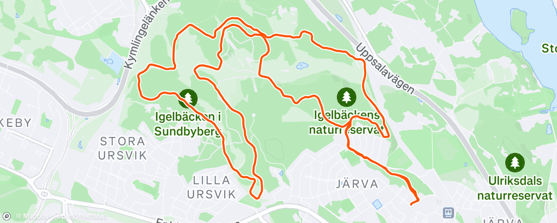 Map of the activity, Ursvik 10 km + t o r