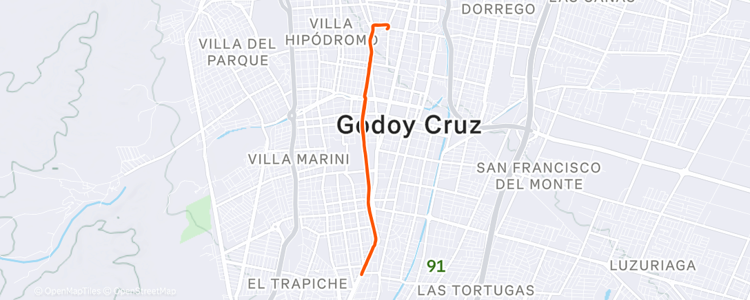 Map of the activity, Carrera por la mañana