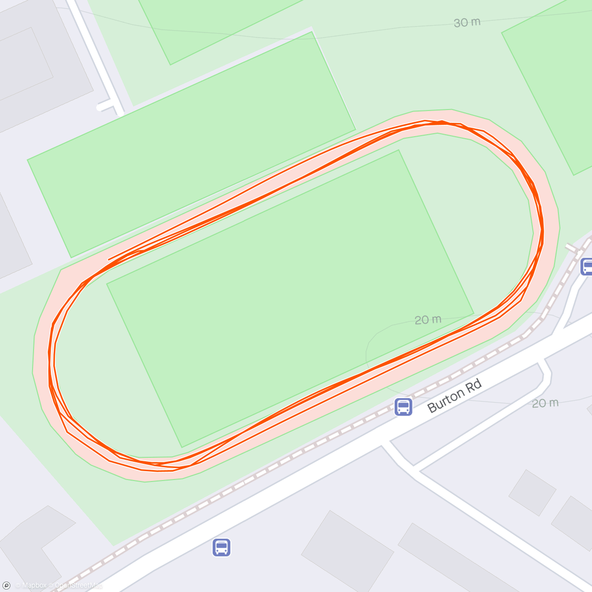 アクティビティ「Track session number 4 - baseline mile test」の地図