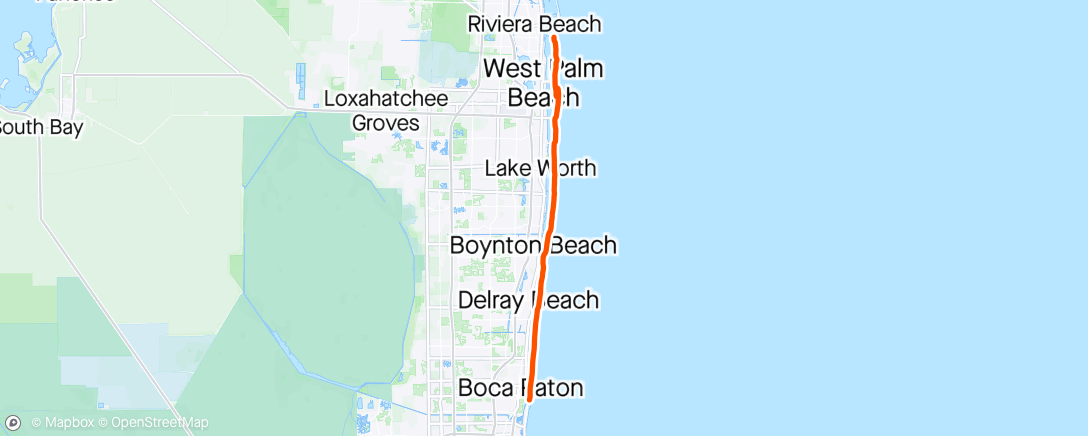 Map of the activity, Rode to Palm Beach to visit my orangie friend and found out he’s in NYC doing his civic duty.