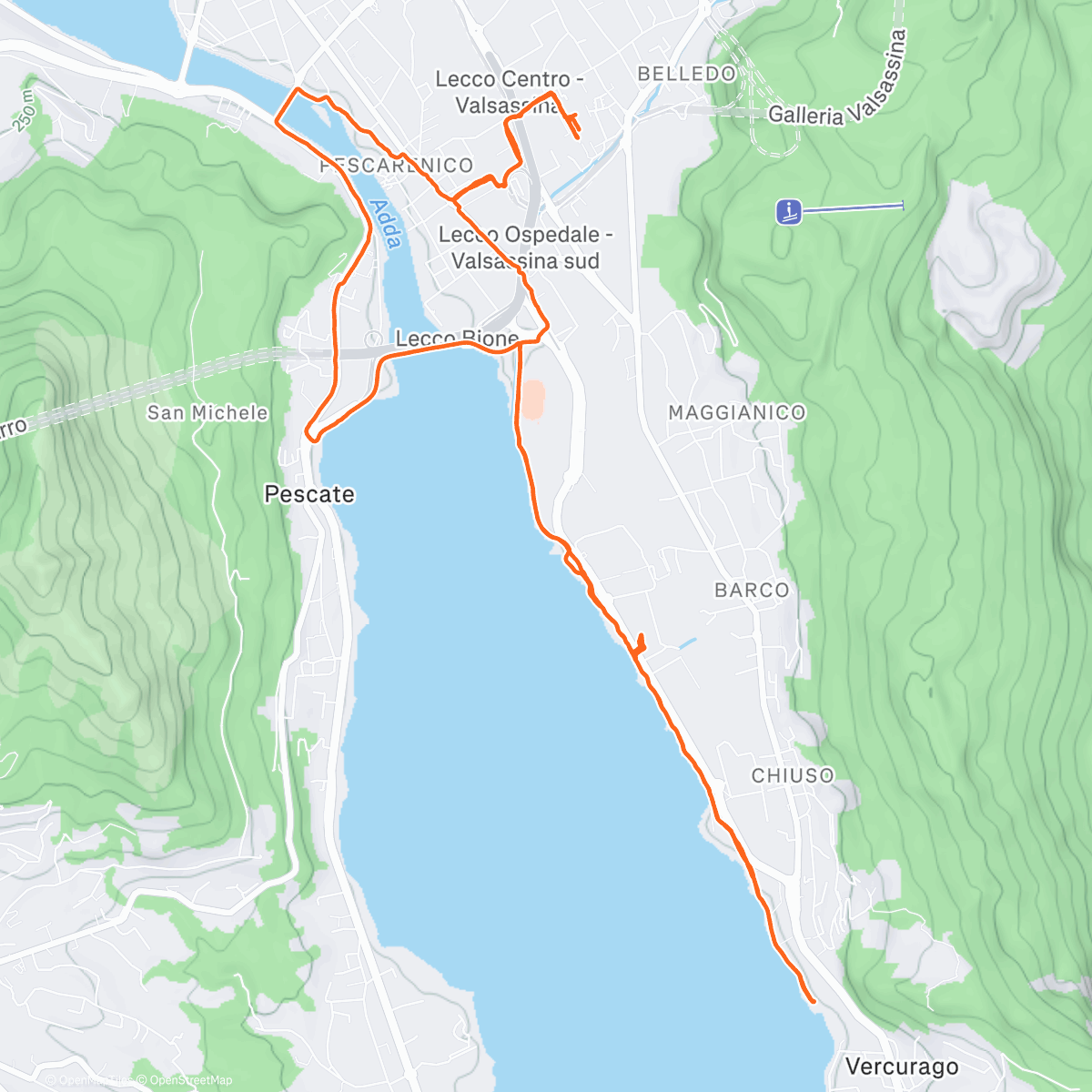 Map of the activity, Cammina Lecco in Z1....