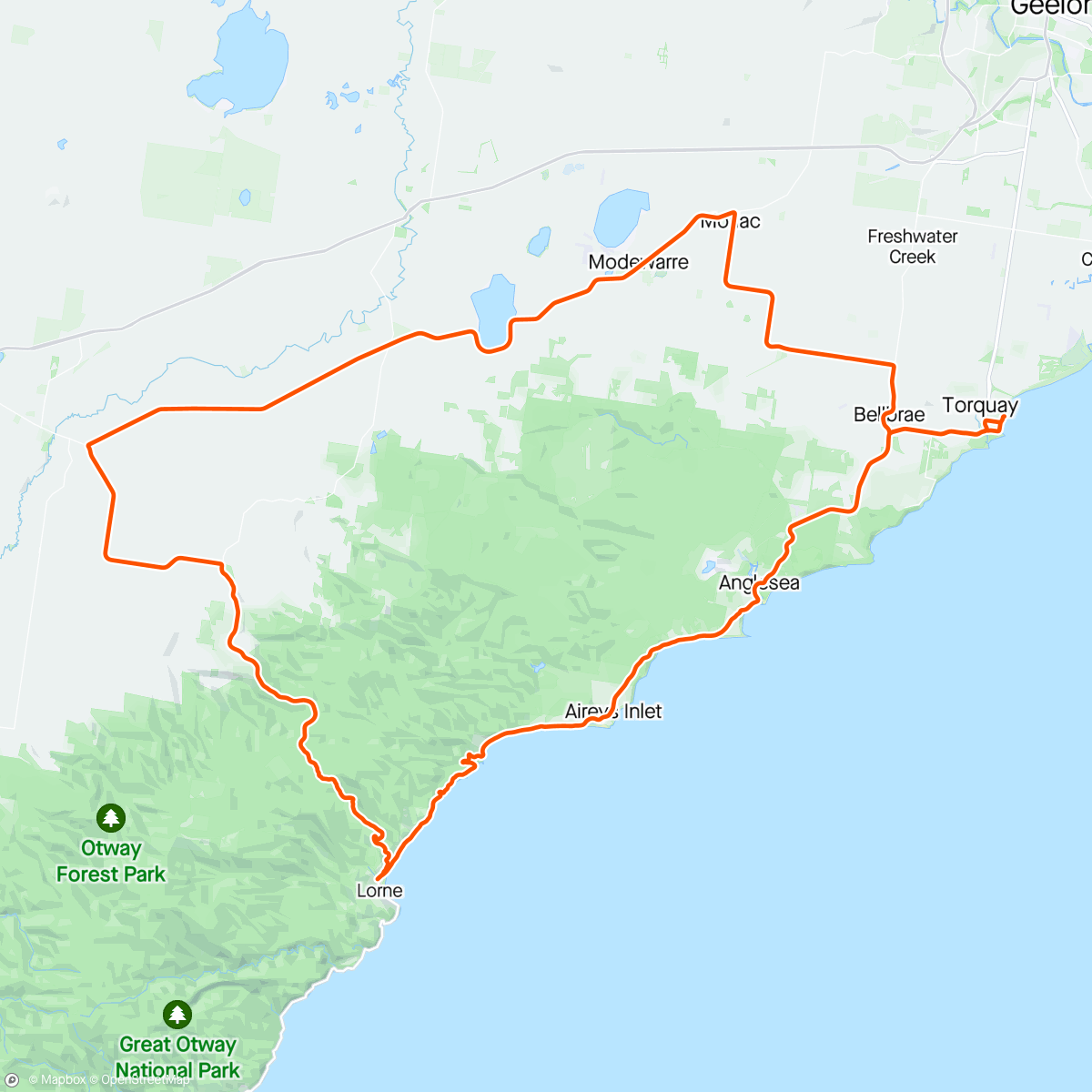 Carte de l'activité Great Ocean and Otway Classic Ride - with the Ride Holidays team