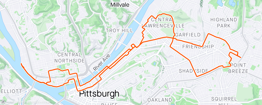 Map of the activity, Fun East End Keg ride
Pgh put on a good show🌞🌸
