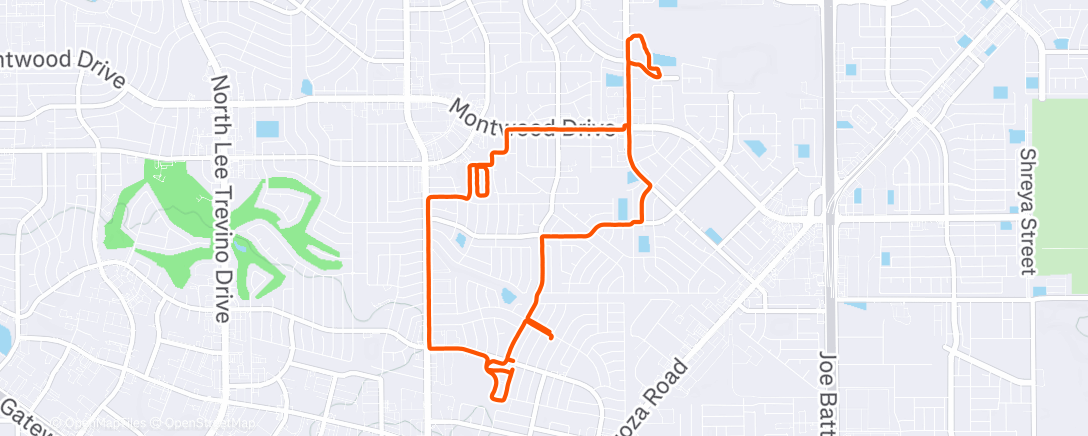 Map of the activity, Afternoon Run