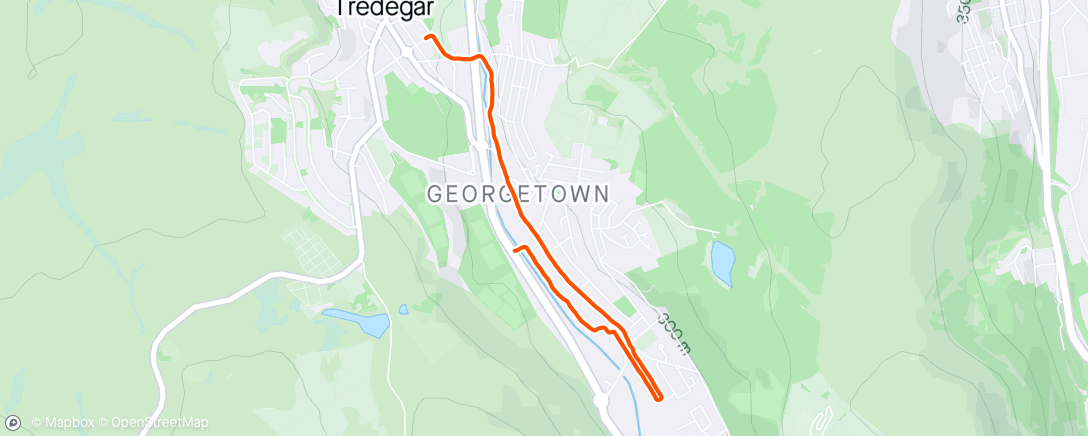 Map of the activity, Afternoon Run... Too hot and asthma playing up