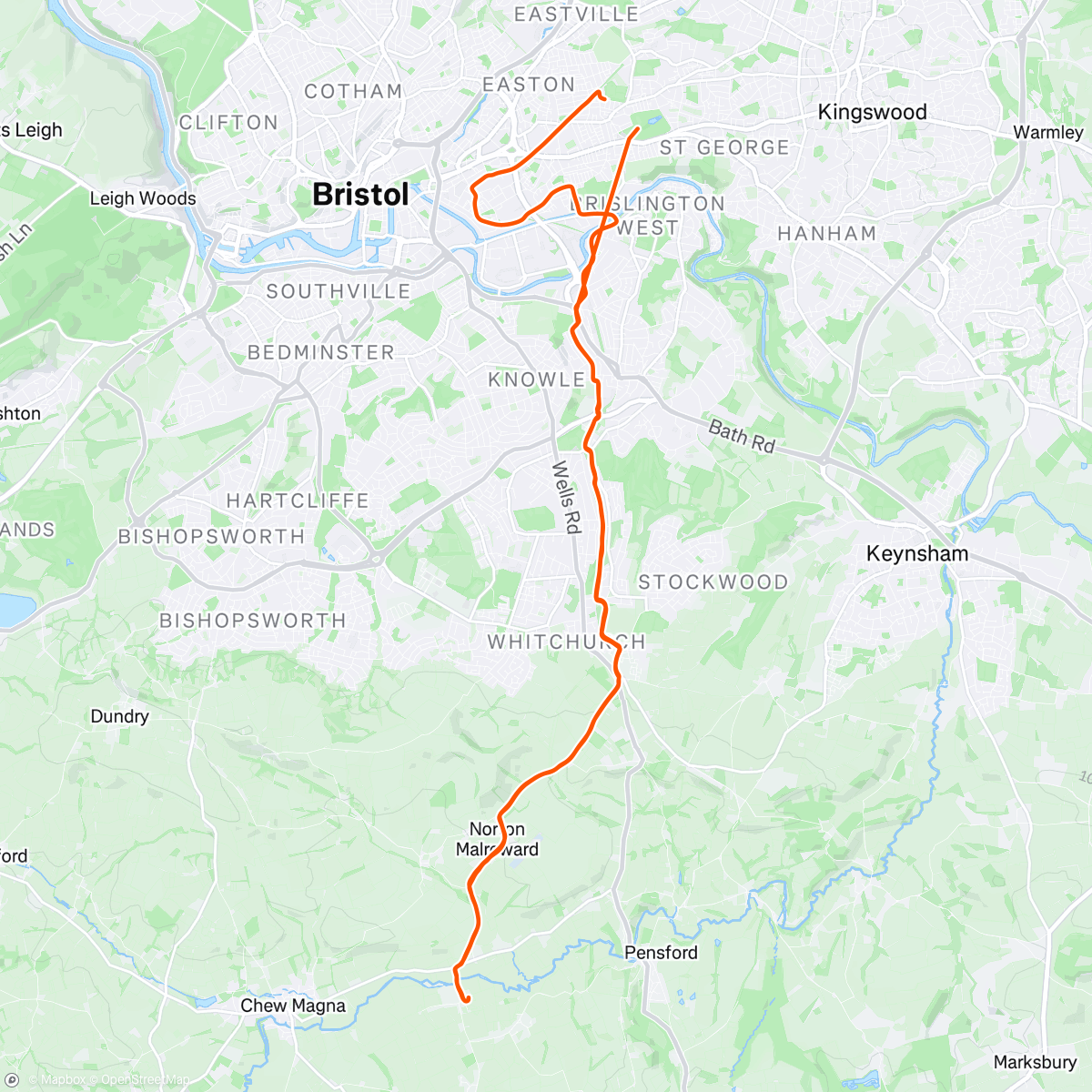 Map of the activity, Winter Solstice ride