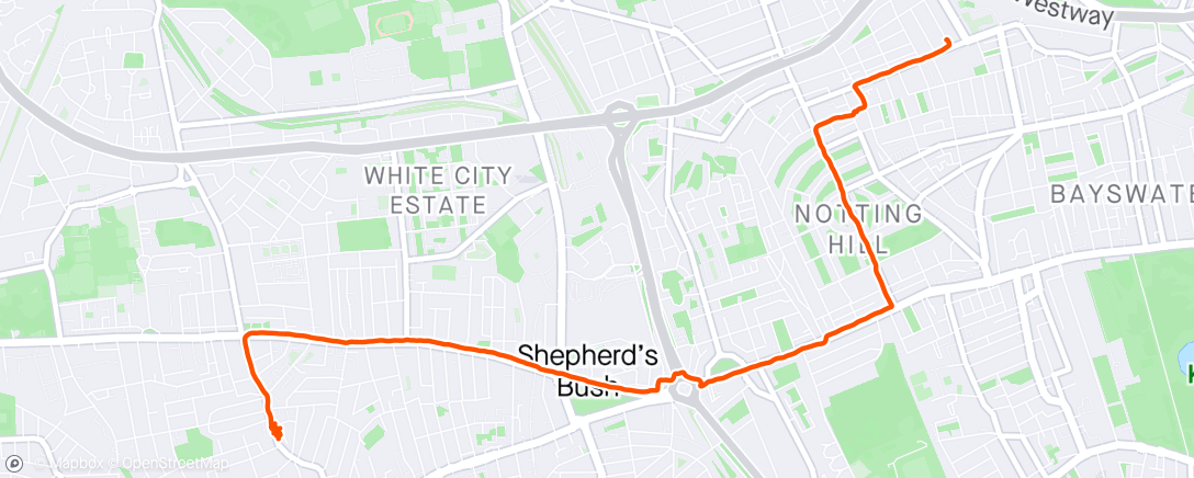 Map of the activity, Uma corrida chamada Notting Hill