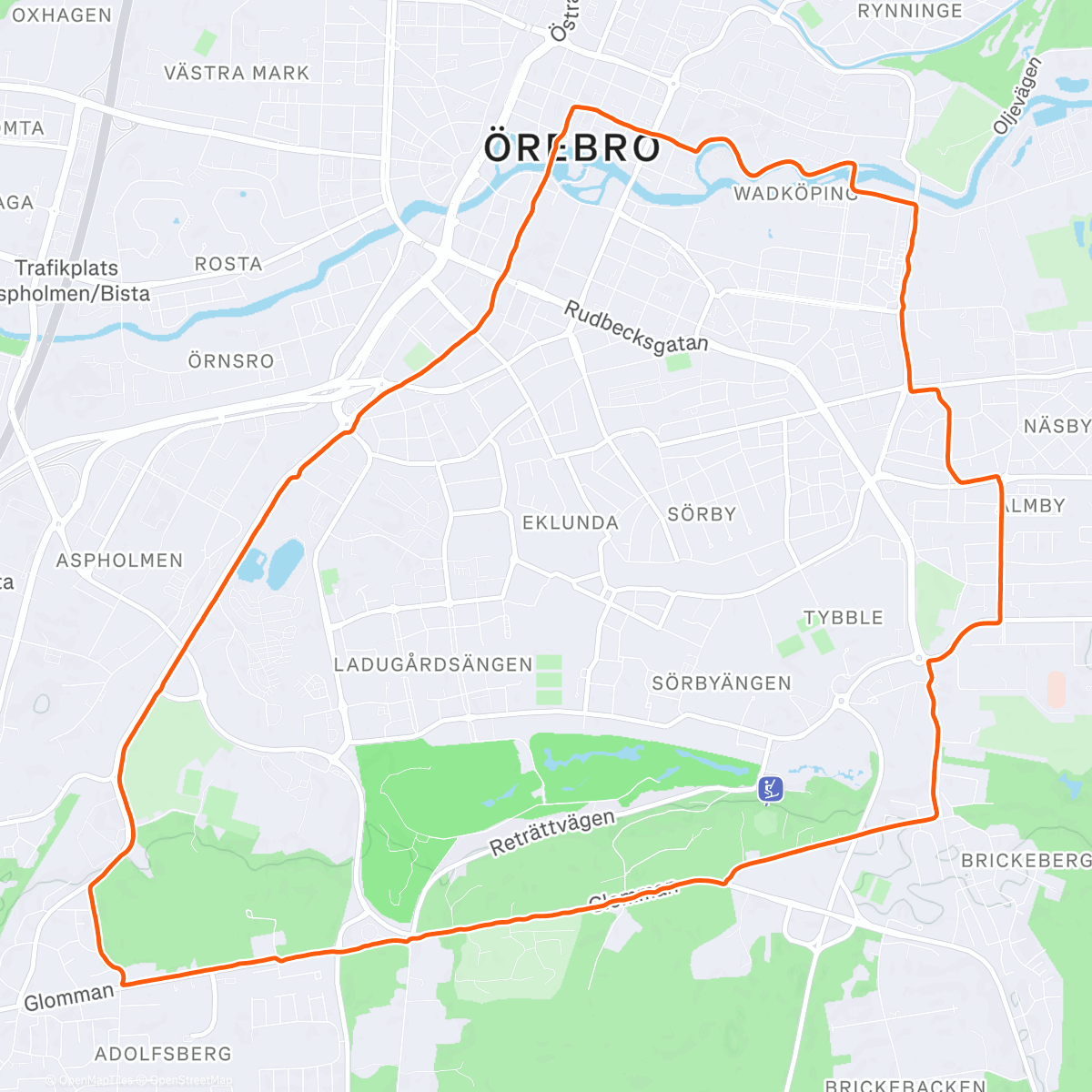 Map of the activity, Julaftonsjogg