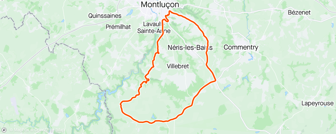 Map of the activity, Sortie vélo pour maintenir la condition 🤔