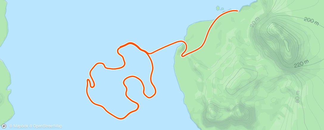 「Zwift - Beach Island Loop in Watopia」活動的地圖