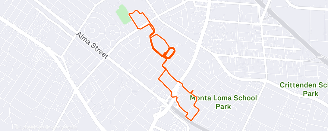 Carte de l'activité 4x1600m at cubberley