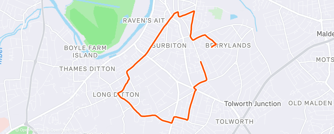 Map of the activity, Club run 5 milers