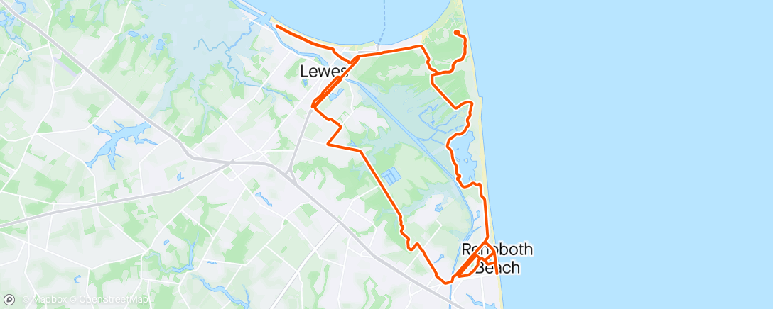 Map of the activity, Delaware Coastal Marathon: 2:52:05