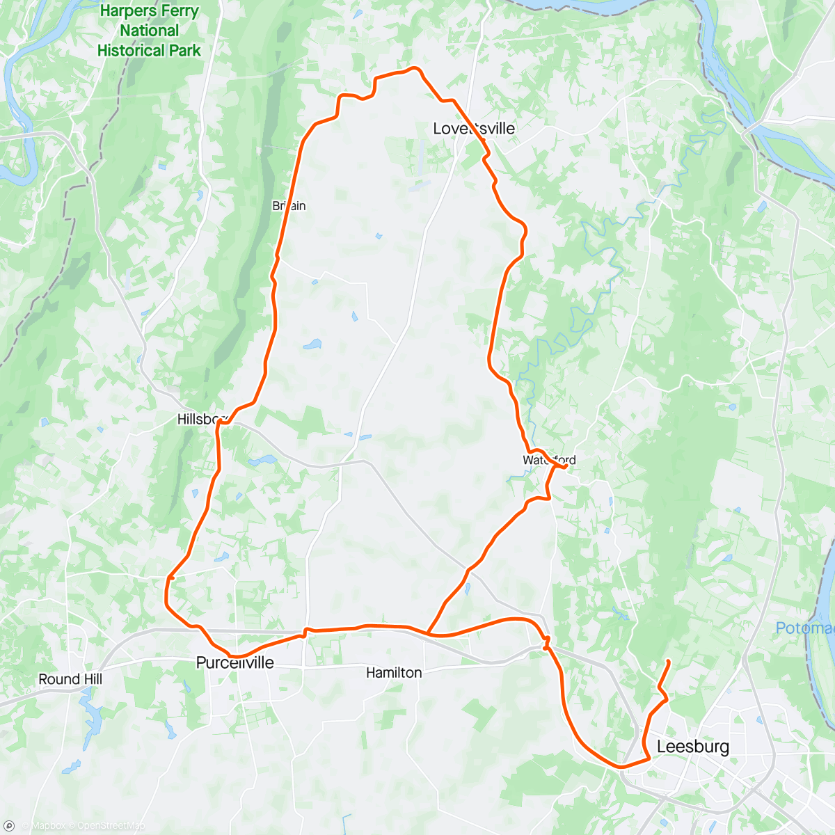 Mapa da atividade, 2024 Ride to End ALZ - Nations Capital