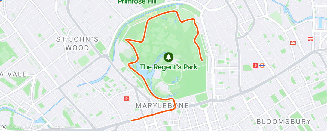 アクティビティ「Regents Park in the sun(GPS missing first 2k)」の地図