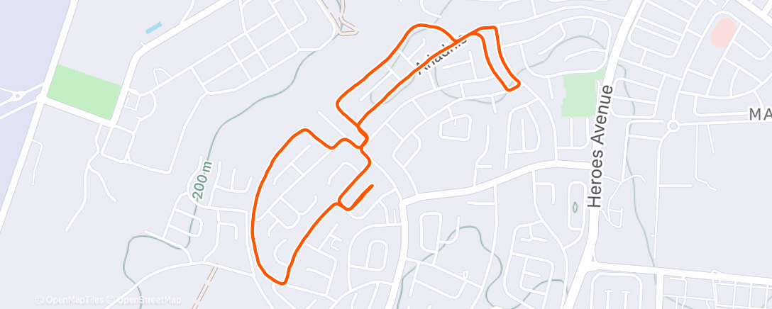 Map of the activity, Evening Run