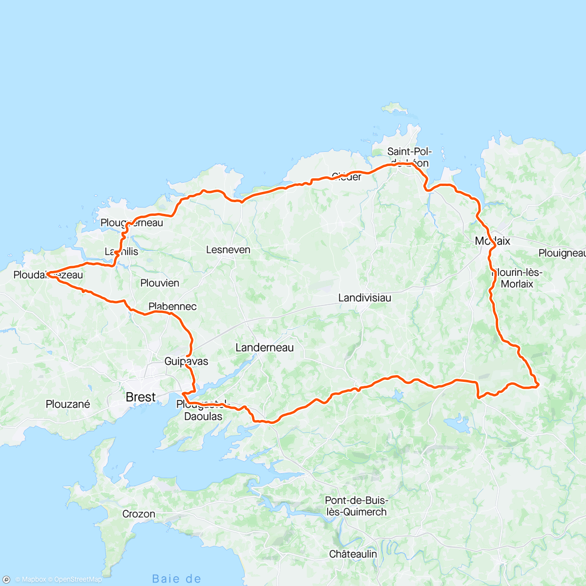 Map of the activity, Brevet 200 kms  Guipavas