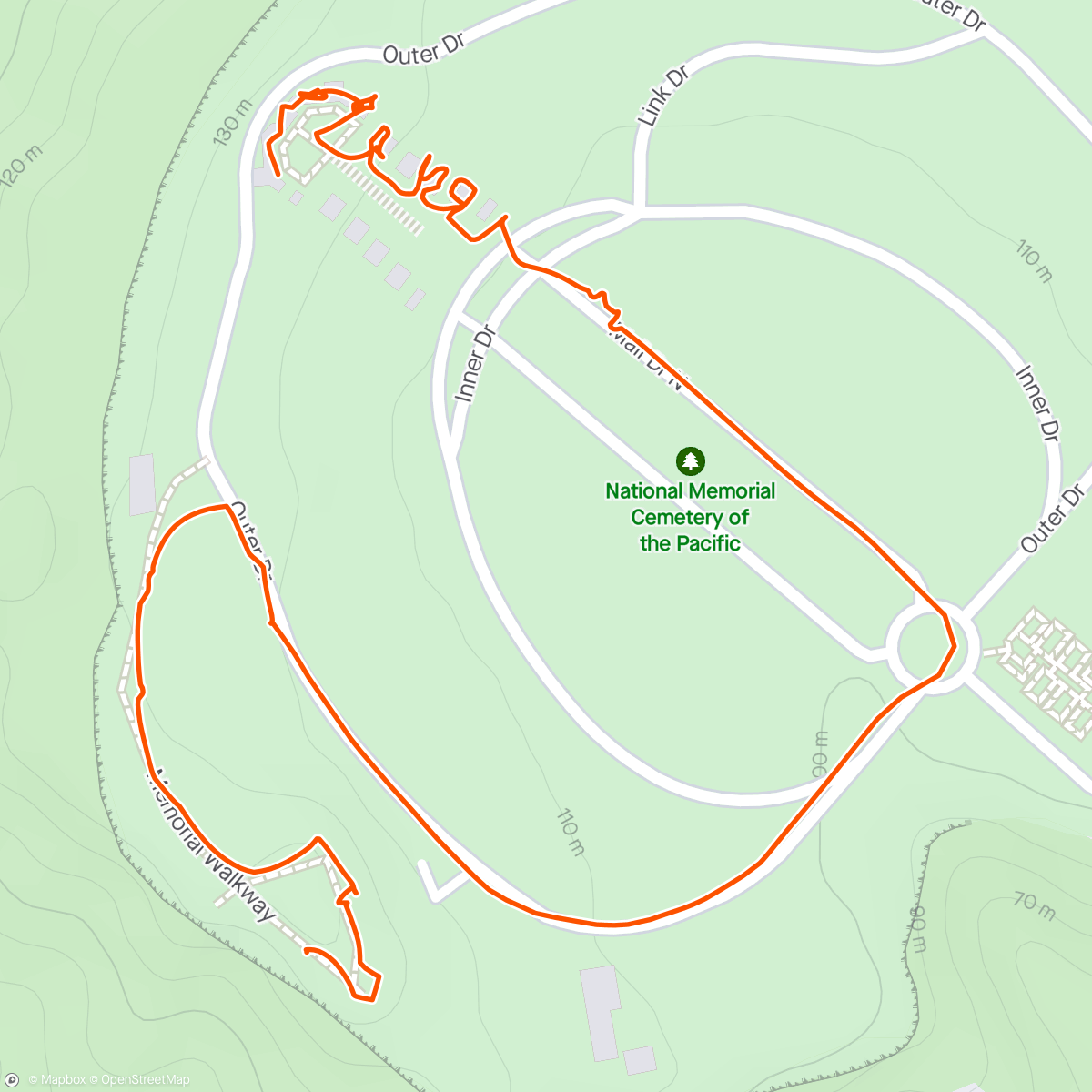 Mapa de la actividad, Morning walk with Denise, Punchbowl National Cemetery