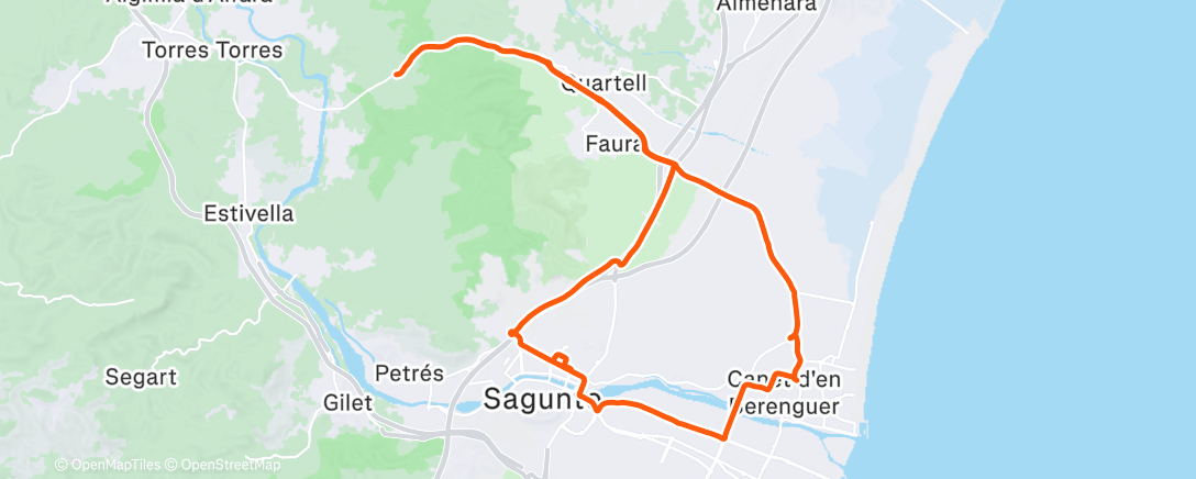 Map of the activity, Bicicleta por la tarde