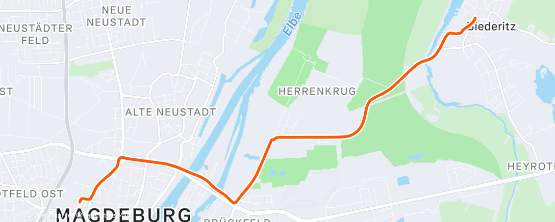 Map of the activity, Fahrt am Morgen