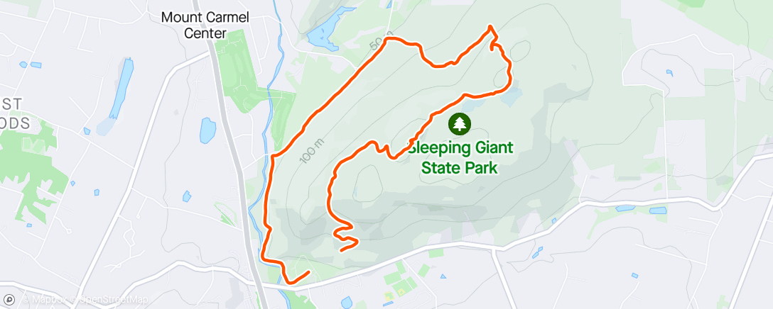 Map of the activity, Afternoon Hike at Sleeping Giant