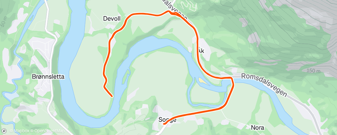 Map of the activity, Afternoon Run