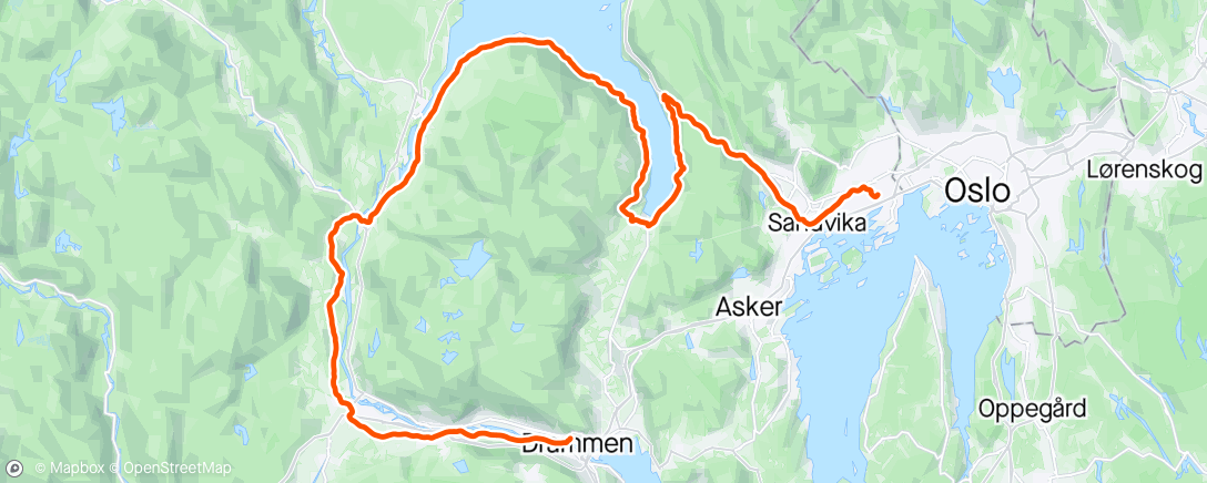 Map of the activity, Omvei hjem fra Drammen