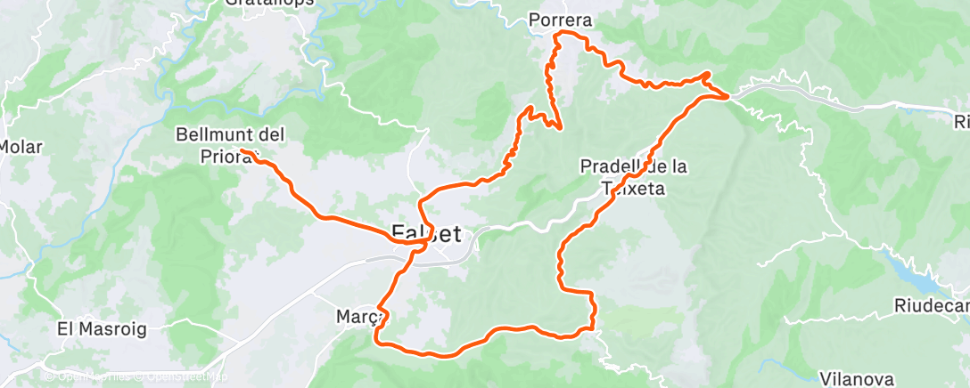 Map of the activity, Bicicleta a la hora del almuerzo