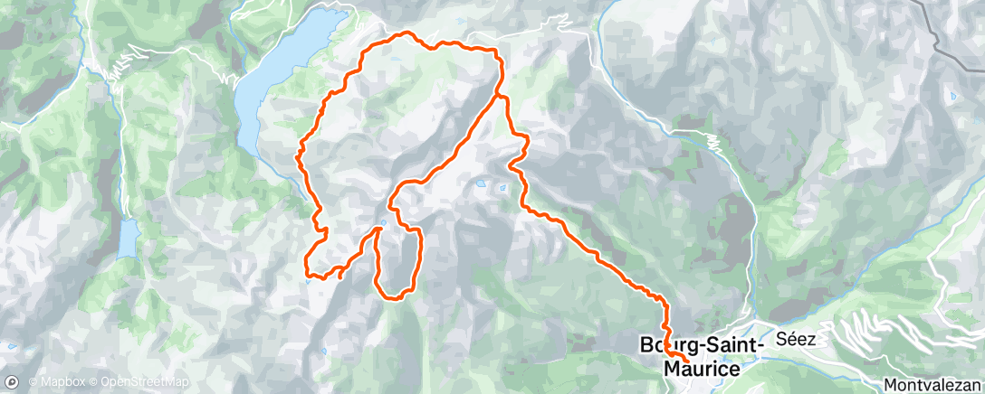 Map of the activity, Beaufortain et aller retour Bourg st M pour accompagner les copains en reco TDS