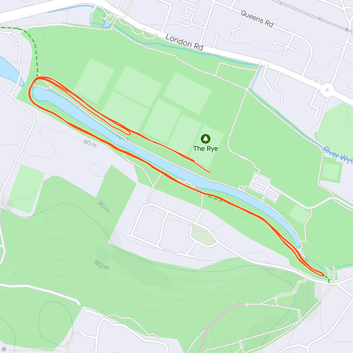 Map of the activity, Wycombe Rye parkrun