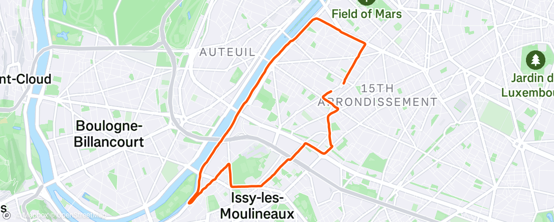 Map of the activity, Course à pied le midi