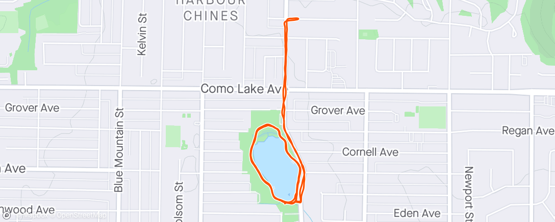 Map of the activity, 2024 Run # 63 - Goose weather running -  pouring rain but got ‘er done!!