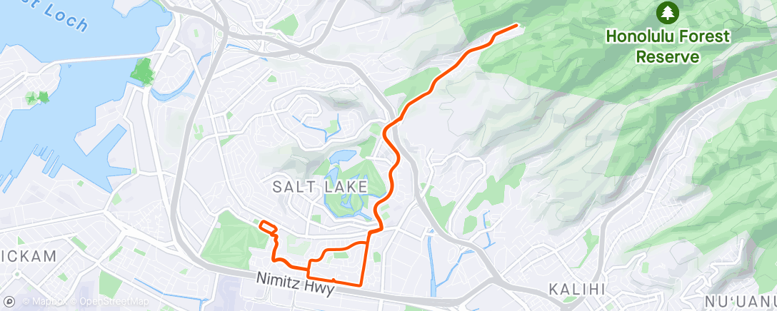 Map of the activity, Short ride into Moanalua Valley- Honolulu, Hawaii ⛅