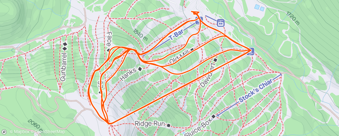 Map of the activity, Slopes - A morning snowboarding at Apex Mountain Resort
