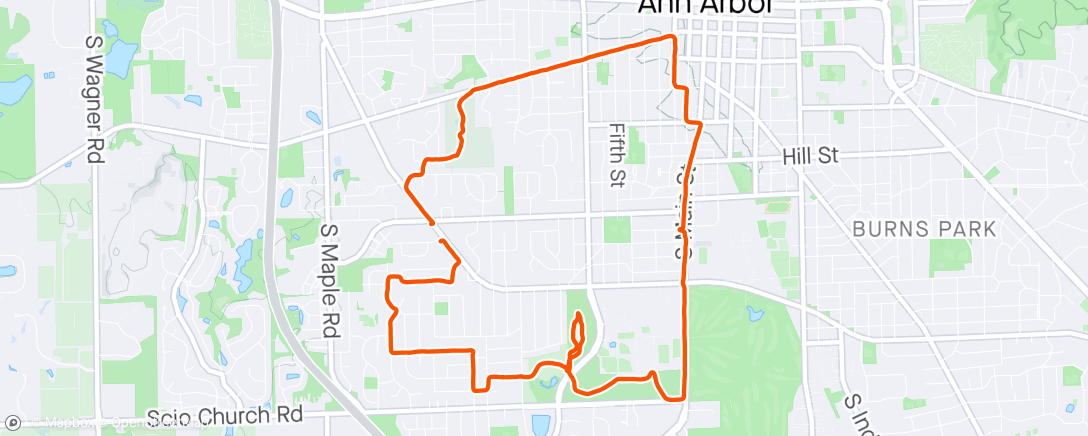 Map of the activity, Easy w/5x2’/1’ @10k effort