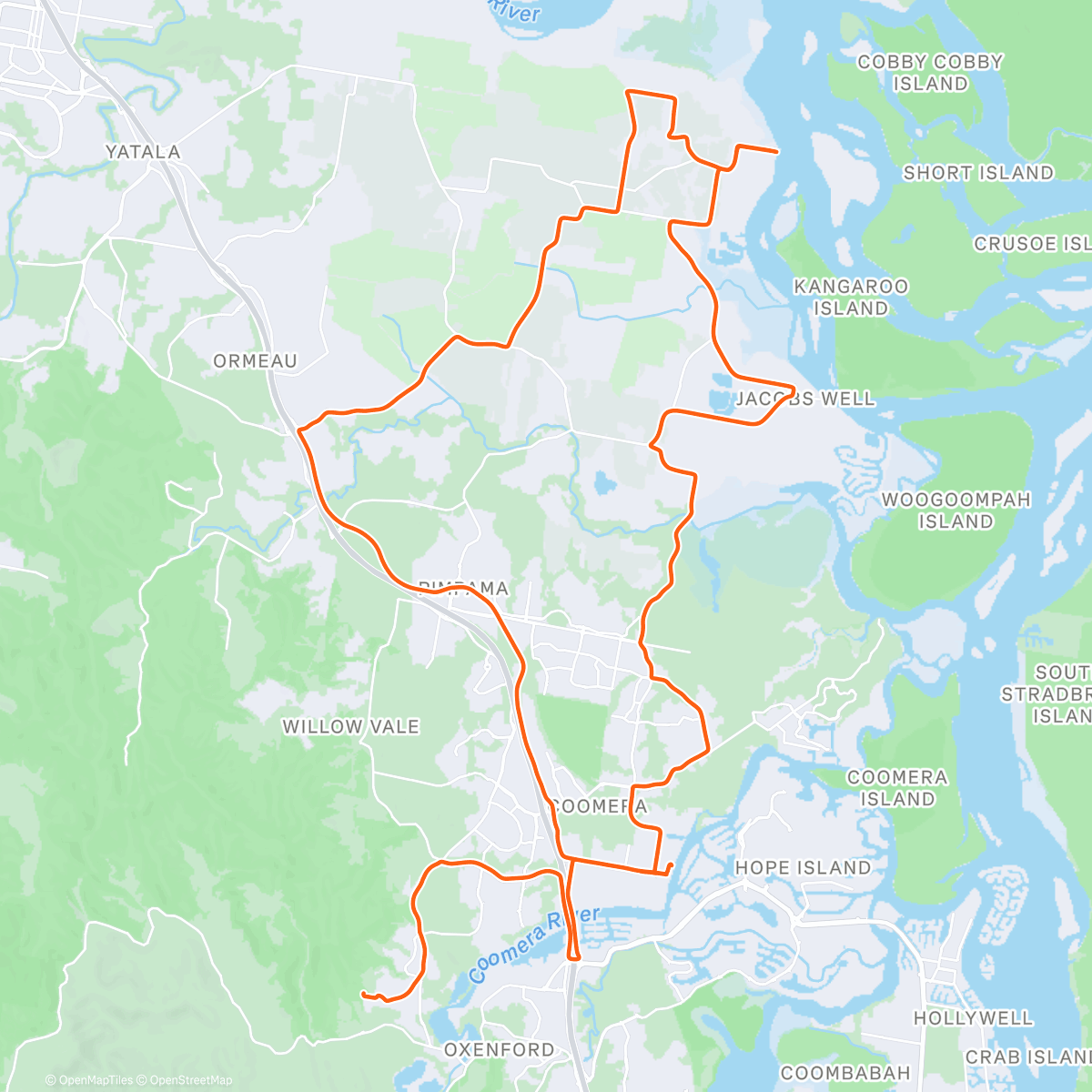Map of the activity, Saturday Cycle Ox Eezy-Riderz - Cabbage Tree and Return via Canefields and the Mill!