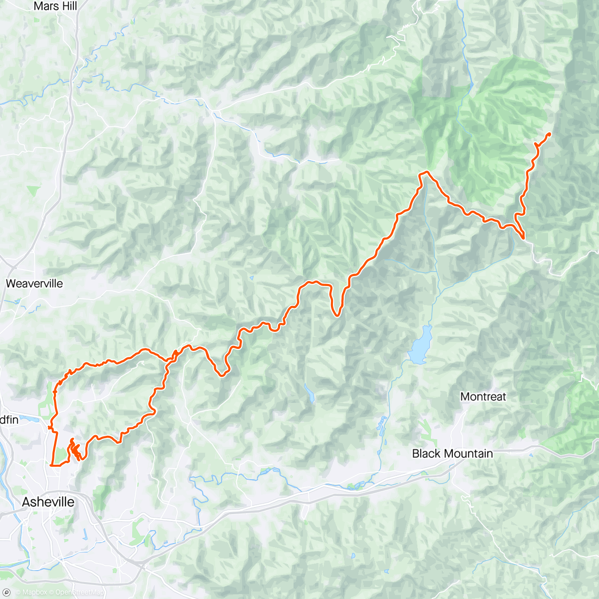 Map of the activity, Mount Mitchell