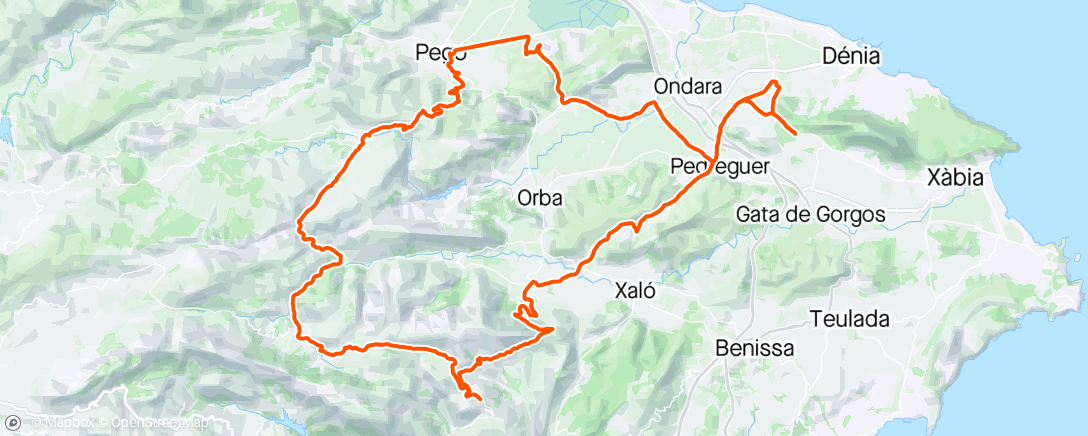 Map of the activity, Vall d Ebo - villsvinburger i Tarbena