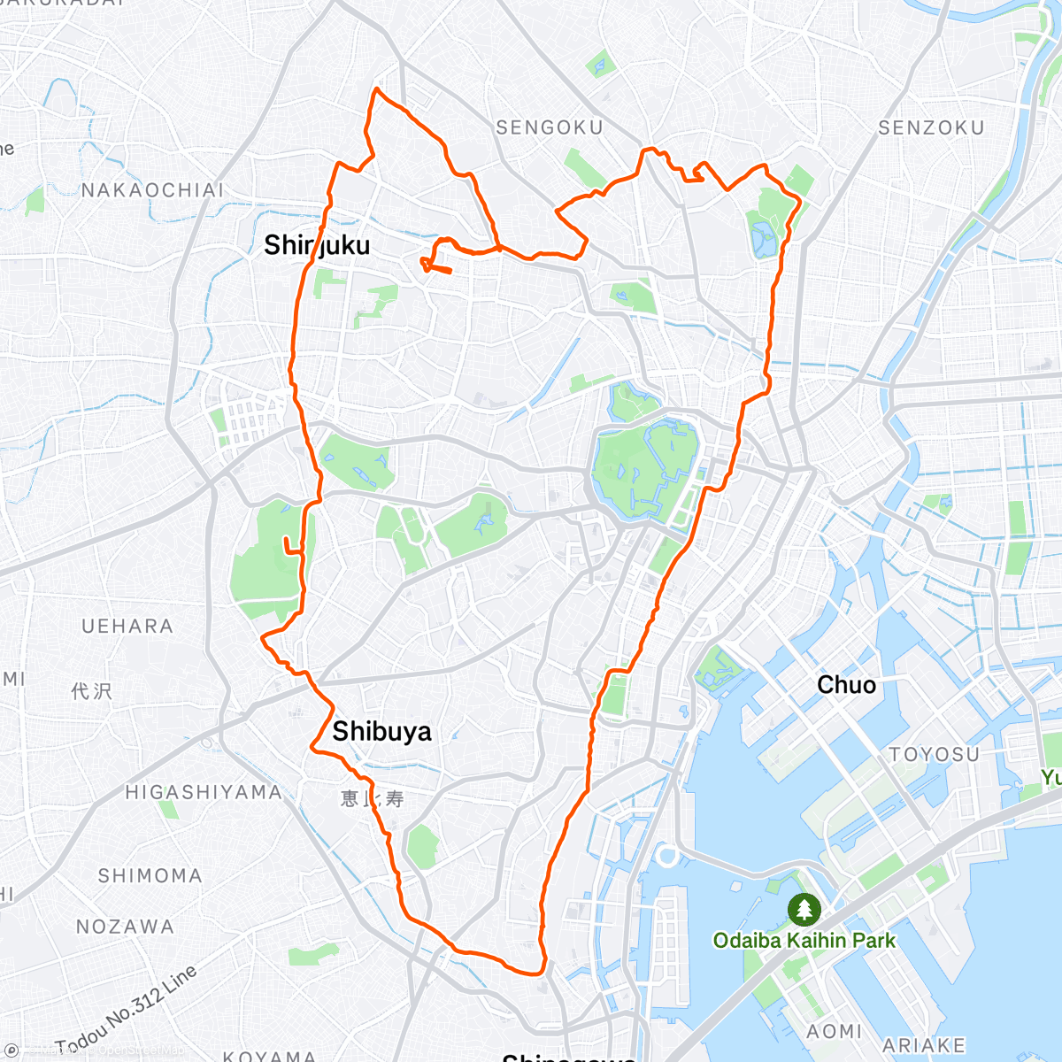 Map of the activity, Morning Run🗼⛩️